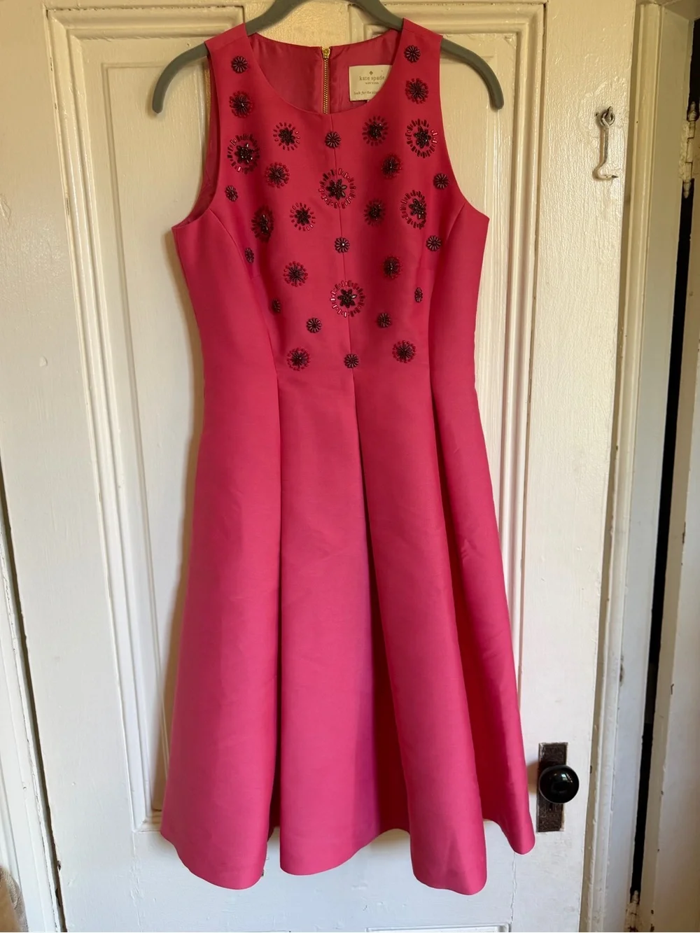 kate spade New York Pink Embellished Fit-and-Flare Dress 17in ptp